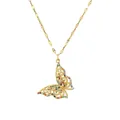 Collana a farfalla dorata con zirconi colorati e catena a forma di foglie piatte - Farfalla in Zirconia Colorata