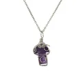 Handmade wire wrapped purple crystal mushroom pendant on a delicate silver chain necklace - Mushroom Pendant with Silver Chain (CN00524) / Purple (Amethyst)