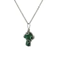 Handmade silver wire-wrapped malachite mushroom pendant necklace on a silver chain - Mushroom Pendant with Silver Chain (CN00525) / Green (Malachite)