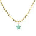 Collar de cadena de bolas dorada estilo océano con colgante de estrella de mar azul - Estilo de Estrella de Mar(CN001669YS)