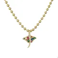 Collar con colgante de raya dorada y gemas coloridas en cadena de bolas - Estilo de Manta Raya(CN0278YH)