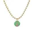 Collar de cuentas doradas con colgante de concha de esmalte y pequeñas piedras de colores - Estilo de Concha(CN001668YS)