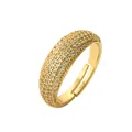 Adjustable gold plated wide band ring with multi-row pavé cubic zirconia for women - Gold with White