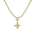 Collar de bolas doradas con colgante de ballena y detalles de cristal sobre fondo blanco puro - Estilo de Ballena(CN0435YS)