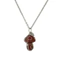 Handmade red jasper mushroom pendant necklace wrapped in silver wire on a chain - Mushroom Pendant with Silver Chain (CN00530) / Red (Red Jasper)