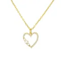 Elegante collar con colgante de corazón dorado con perlas blancas y circonitas - Corazón de Tres Perlas Dorado
