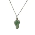 Handmade mushroom necklace with green natural stone and silver wire wrapping - Mushroom Pendant with Silver Chain (CN00531) / Green (Aventurine)