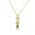 Collier cœur doré avec pendentif garçon étincelant orné de pierres bleues et zircons - Cœur avec Garçon