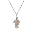 Handmade wire wrapped pink crystal mushroom pendant necklace with a fine silver chain - Mushroom Pendant with Silver Chain (CN00532) / Pink (Rose Quartz)