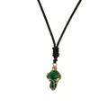 Handmade mushroom pendant necklace with green malachite stone and gold wire wrap - Malachite Gold