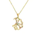 Collier arbre de vie doré avec cristaux colorés et pendentif figurines de balançoire - Balançoire de l'Arbre de Vie
