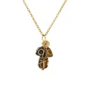 Handmade mushroom pendant necklace with tiger eye stone and gold wire wrap details - Mushroom Pendant with Gold Chain (CN00529) / Brown Yellow (Tiger Eye)