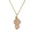 Handmade wire wrapped pink crystal mushroom pendant necklace with a gold chain - Mushroom Pendant with Gold Chain (CN00532) / Pink (Rose Quartz)