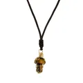 Handmade tiger eye crystal mushroom pendant necklace with golden wire wrapping - Gold & Tiger Eye