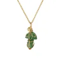 Handmade wire-wrapped natural green crystal mushroom pendant necklace on gold chain - Mushroom Pendant with Gold Chain (CN00531) / Green (Aventurine)