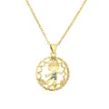 Collier doré avec pendentif ajouré en cœur, figurine de garçon cartoon et zircons - Garçon Dansant