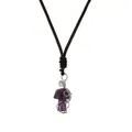 Handmade wire wrapped amethyst mushroom pendant necklace with adjustable brown cord - Purple Crystal