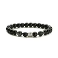 Pulsera para hombre de acero inoxidable con ojo de tigre y ónix sobre fondo blanco - Larvikita