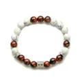 Bracciale di perline in acciaio inox con occhio di tigre rosso e turchese - Occhio Di Tigre Rosso E Turchese Bianco