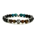 Bracelet perlé en œil de tigre et agate naturelle avec breloque croix en acier inoxydable - Acier Œil de Tigre Jaune