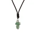 Handmade silver wire-wrapped green crystal mushroom pendant necklace with woven cord - Green Aventurine Silver