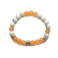 Bracciale in turchese bianco naturale e pietre arancioni con dettagli in acciaio - Calcedonio Giallo E Turchese Bianco