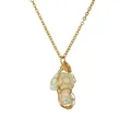 Handmade mushroom pendant necklace with white opal stone and gold wire wrapping - Mushroom Pendant with Gold Chain (CN00533) / Opal White