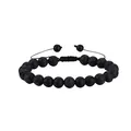 Bracelet ajustable en pierre de lave noire de 8 mm et perles d'onyx mat tressées - Noir Mat & Pierre de Lave