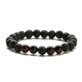 Bracelet ajustable en pierre de lave 8mm avec quatre perles d'oeil de tigre rouge - Œil de Tigre Rouge + Pierre de Lave