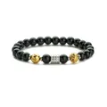 Pulsera para hombre de acero inoxidable con ojo de tigre, amatista y cuentas negras - Piedra de Lava Dorada