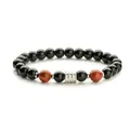 Pulsera para hombre de ojo de tigre amatista cuentas negras y detalles de plata - Jaspe Rojo
