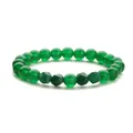 Elastisches Armband aus grünen Achatperlen mit runden Perlen und geschliffenen Akzenten - Grüner Chalcedon