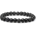 Bracelet ajustable en pierre de lave et onyx noir 8mm pour hommes et femmes - Noir Mat & Pierre de Lave