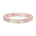 Elastisches Armband mit rosa Quarzperlen und fünf facettierten Kristallsteinen im Zentrum - Rosenquarz
