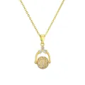 Gold plated necklace with a rolling pavé crystal ball pendant on a white background - Hollow Ball Style (CN001678HH)