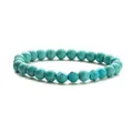 Elastisches 8mm Türkis-Perlenarmband mit runden und geometrisch facettierten Perlen - Türkis