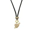 Golden heart necklace with crown and arrow pendant on black braided rope - Crown Heart Pendant
