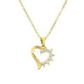 Elegante goldene Herzanhänger-Halskette mit Kristallen an einer zarten Gliederkette - Vollständiger Klarer Zirkon
