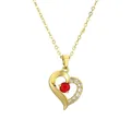 Goldene Herz-Halskette mit rotem Edelstein und Pavé-Steinen an feiner Kette - Roter Stein