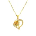 Goldene Herz-Halskette mit 3D-Rose und funkelnden Kristallen an einer feinen Kette - Rose
