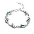 Wal-Gliederkette aus Silbermetall mit schimmernden Inlays aus blauer Abalone-Muschel - Wal