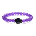 Blue sandstone penguin charm bracelet with purple natural agate and tiger eye beads for women - Blue Sandstone Purple Chalcedony Penguin