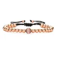 Handmade woven bracelet with rose gold beads and colorful micro-pave zircon ball - Colorful Zircon Ball / Rose Gold + Colorful Ball