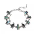 Silbernes Armband mit bunten Pinguin-Anhängern und Abalone-Muschel-Inlays für Damen - Pinguin