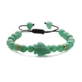 Bracciale di perle in avventurina verde con ciondolo a volpe e cordino intrecciato - Aventurina Verde Pinguino Intrecciato