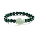 Bracciale di perline occhio di tigre verde con ciondolo a freccia in pietra naturale - Occhio di Tigre Verde