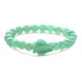 Green aventurine beaded bracelet with a leaf pendant on a clean white background - Green Aventurine Penguin