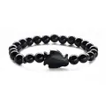 Handcrafted blue goldstone beaded bracelet with a minimalist rhino charm for men and women - Elastic Cord Style / Blue Goldstone Fish