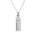 Polished stainless steel cylinder perfume bottle pendant necklace with clear window - Silver