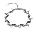 Silbernes Armband mit Delphin-Anhängern, besetzt mit farbenprächtigen Abalone-Muscheln - Einzelner Delfin
